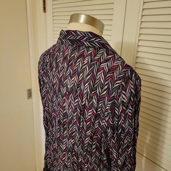 Y2K ruffle front chevron poet blouse Dress Barn black lace trim size large - Picture 5 of 8